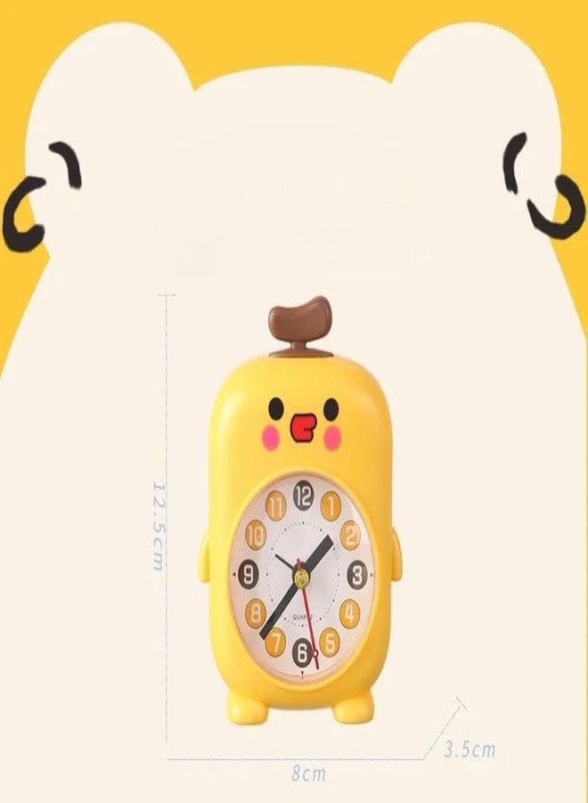 JMK CRAFTS ساعة منبه مكتبية للأطفال من JMK CRAFTS - ساعة صامتة بتصميم كرتوني لطيف للأولاد والبنات | ساعة طاولة جانبية بدون صوت تكتكة للدراسة، الرفوف، وديكور غرفة النوم (أبيض) - Image 3